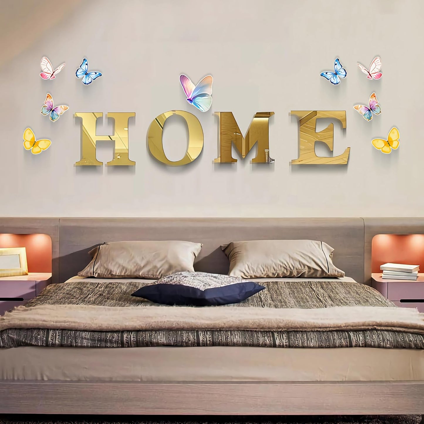 Home Letters Sign Wall Decor Living Room Gold Acrylic Mirrors Art