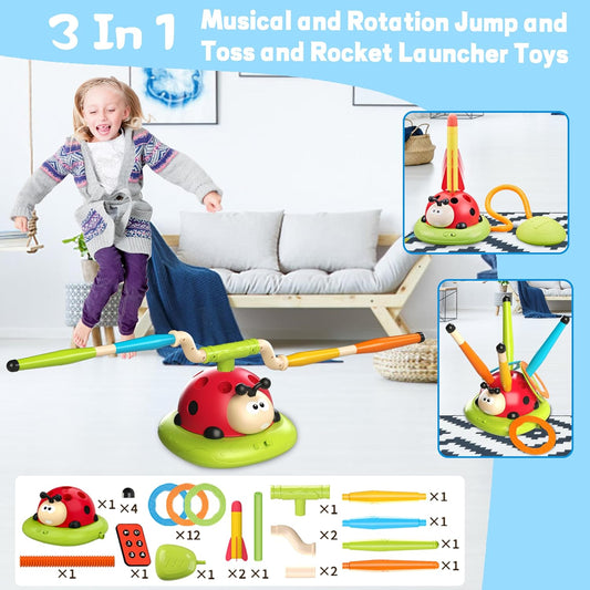 Engfa 3 in 1 Musical Jump, Toss Ring Game and Stomping Launch Rocket Launcher