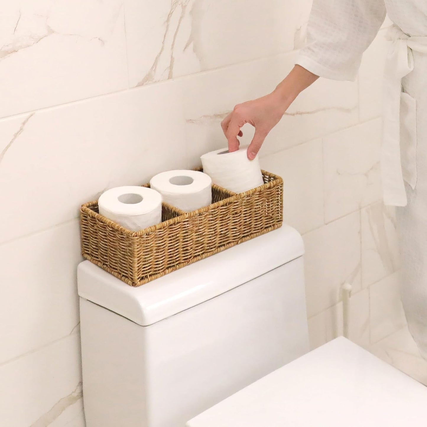 Myhomebody Wicker Basket with 3 Compartments