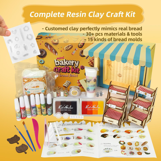 iLAND DIY Mini Food Clay Craft Kit – Air Dry Resin Clay with Tools & Moulds