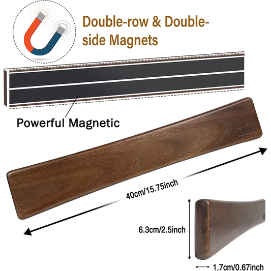 HOSHANHO 16" Acacia Wood Magnetic Knife Strip – Wall-Mounted Holder