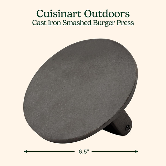Cuisinart 6.5" Cast Iron Burger Press – Flat Grill & Griddle Tool