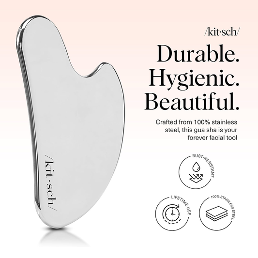 Kitsch Stainless Steel Gua Sha Tool – Face & Body Massager, Silver