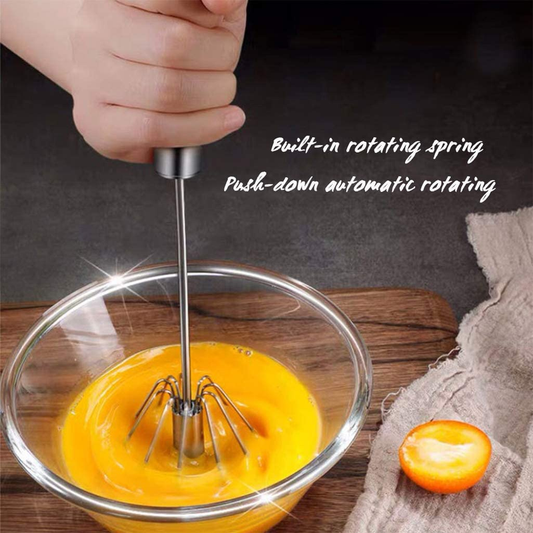 Digead Hand Push Stainless Steel Rotary Whisk – 12in Egg and Milk Mixer