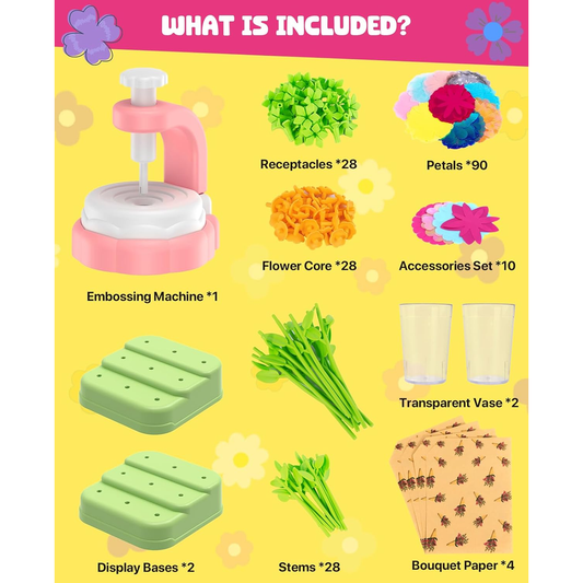 WKYCOE DIY Fabric Flower Bouquet Craft Kit – Arts & Crafts Toy for Kids 4+