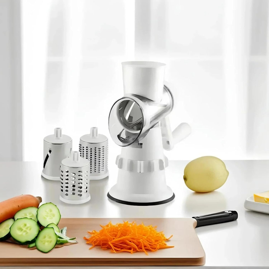 FLINBIUS 3-in-1 Manual Vegetable Chopper & Cheese Grater with Rotary Handle