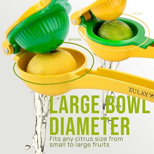 Zulay Kitchen 2-in-1 Metal Lemon & Lime Squeezer – Yellow/Green