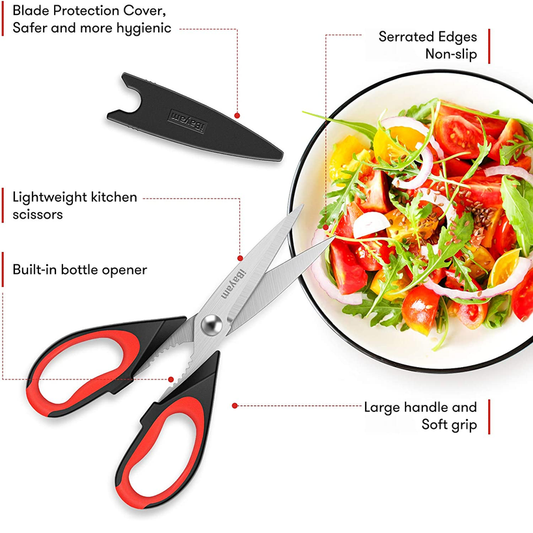 iBayam 2-Pack Kitchen Scissors – Heavy Duty Stainless Steel Shears with Sheath
