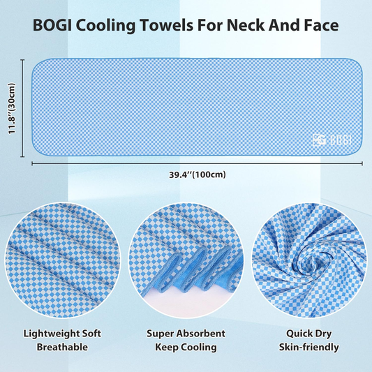 BOGI 4-Pack Cooling Towels – Soft Breathable Bamboo Fabric, Instant Cool