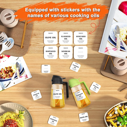 mqnxoi 2-in-1 Glass Oil Sprayer & Dispenser 470ml – Black