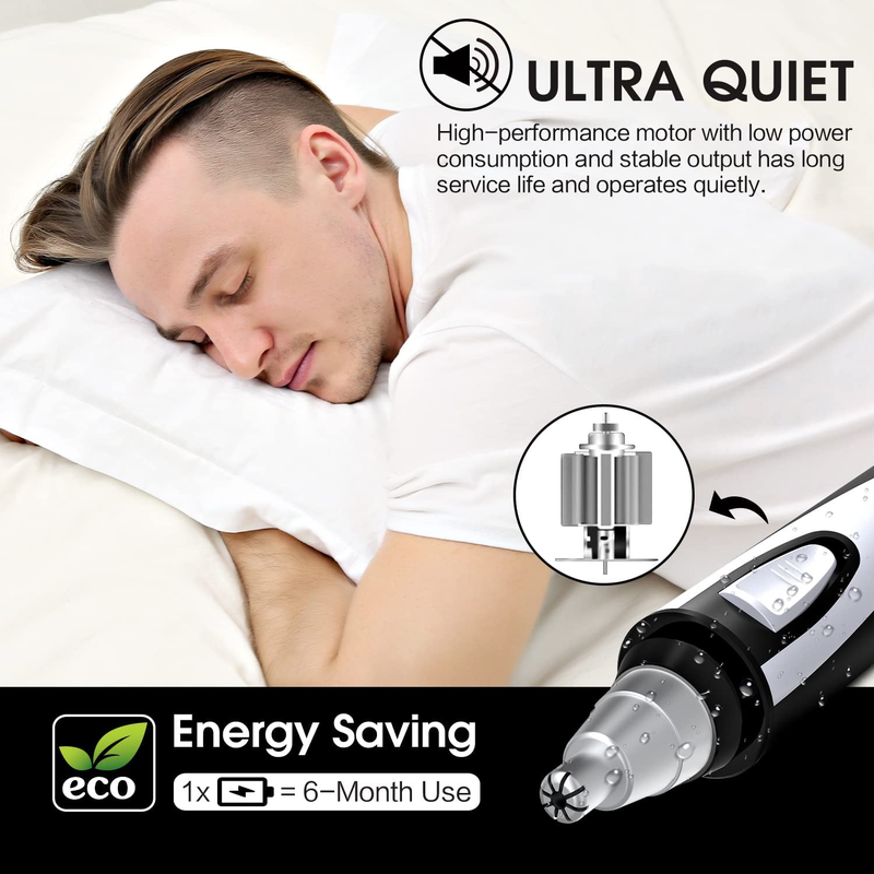 ZORAMI Ear & Nose Hair Trimmer with Dual-Edge Blades – Black