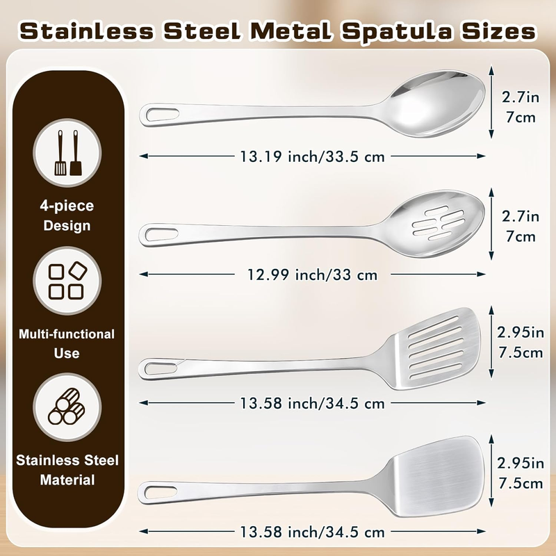 MemoGem 4-Piece Stainless Steel Cooking Utensil Set – Turner & Spoon Tools