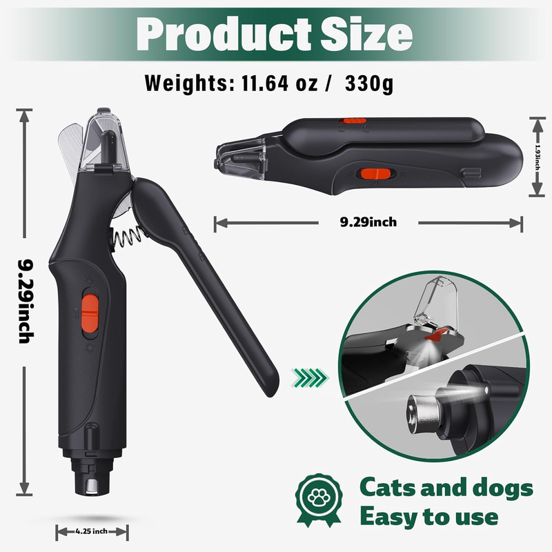 CATPICK 2-in-1 Pet Nail Clippers & Grinder with LED Light – USB Rechargeable