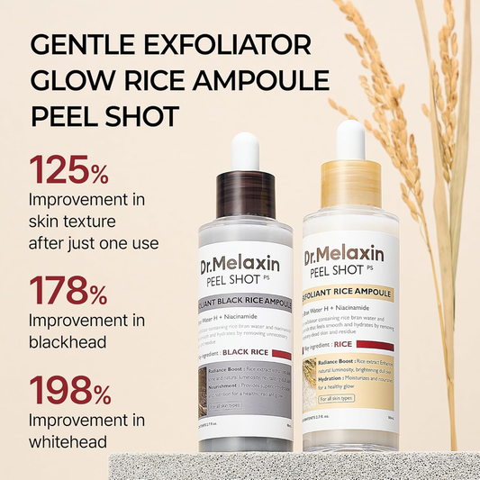 Dr.Melaxin Peel Shot Glow Rice Ampoule Duo – Exfoliating Face & Body Set