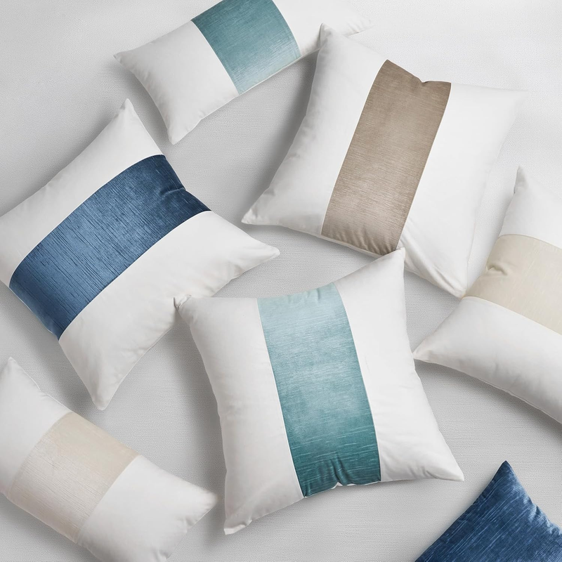 EVERGRACE x Kinsey Walsh Velvet Panel Cotton Pillow Covers Set of 2 – 22" Off White