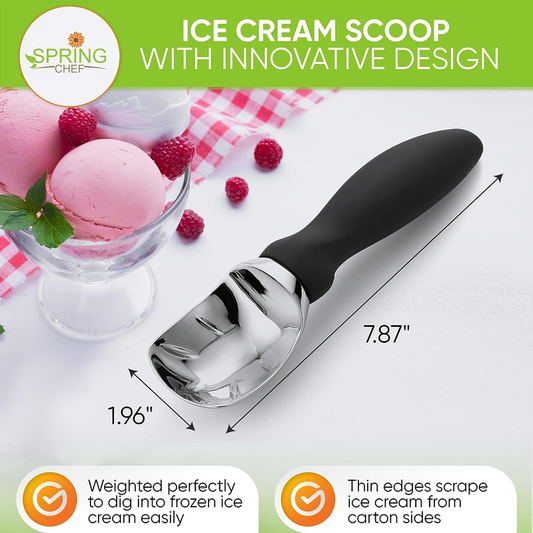 Spring Chef Heavy Duty Ice Cream Scoop Set – 2 Pack, Black