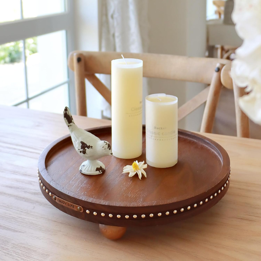 SAOCAIHUL Round Wooden Decorative Tray 11.8" – Coffee Table & Home Decor