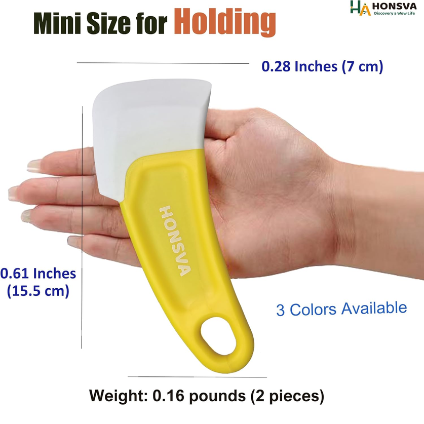 Honsva Silicone Dish Scraper Set – 3 Pack (Red, Green, Yellow)