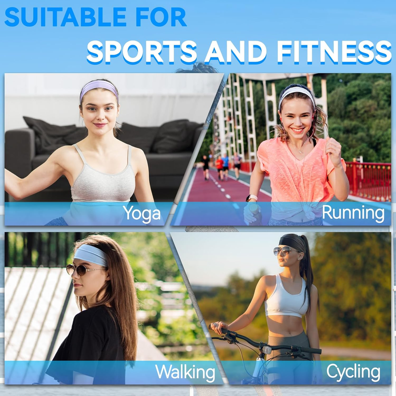 DONGPANCHN Women’s Wide Headbands 4-Pack – Non-Slip Stretchy Sports Bands