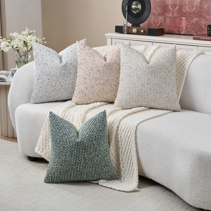 DEZENE Striped Boucle Throw Pillow Covers Set of 2 – 20"x20" Blue