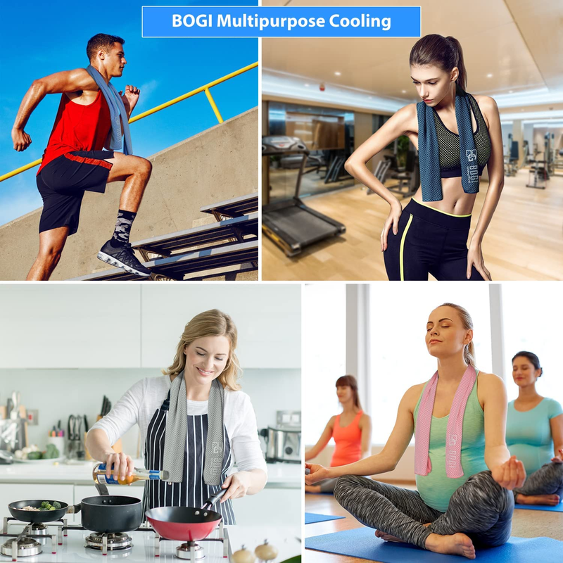 BOGI 4-Pack Cooling Towels – Soft Breathable Bamboo Fabric, Instant Cool