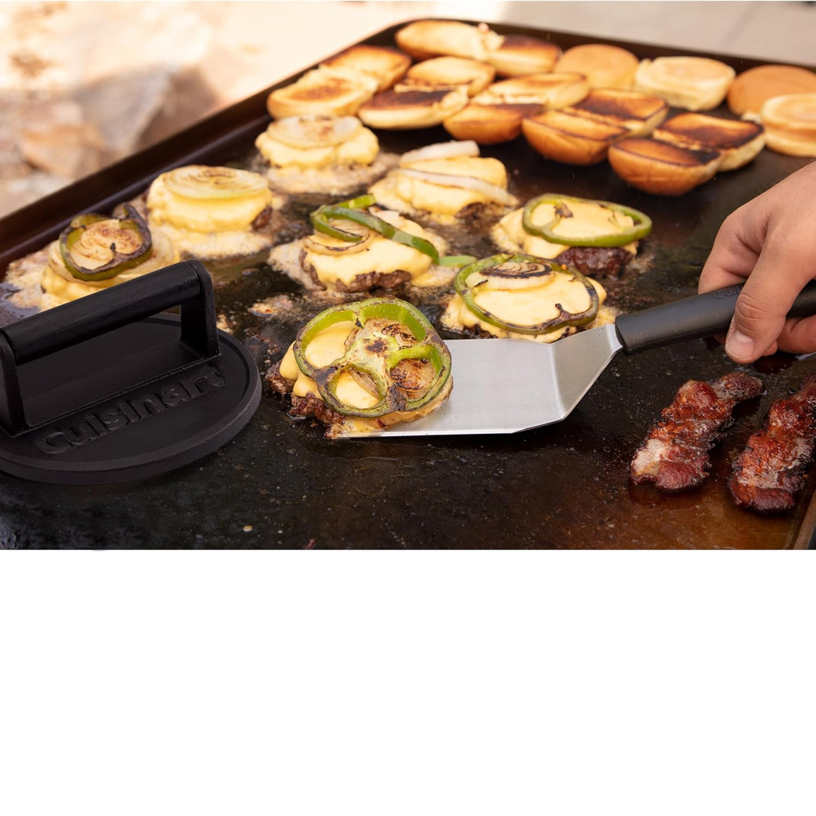 Cuisinart 6.5" Cast Iron Burger Press – Flat Grill & Griddle Tool