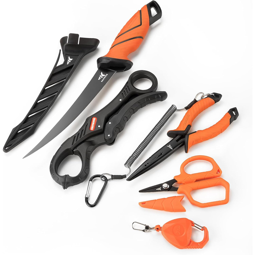 KastKing SteelStream 6pc Fishing Tool Kit with Pliers, Knife & Lip Gripper