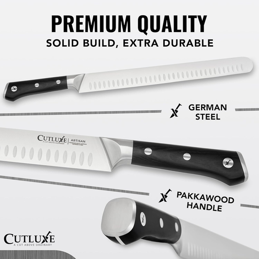 Cutluxe Brisket Knife 12" – German Steel Carving Knife with Sheath