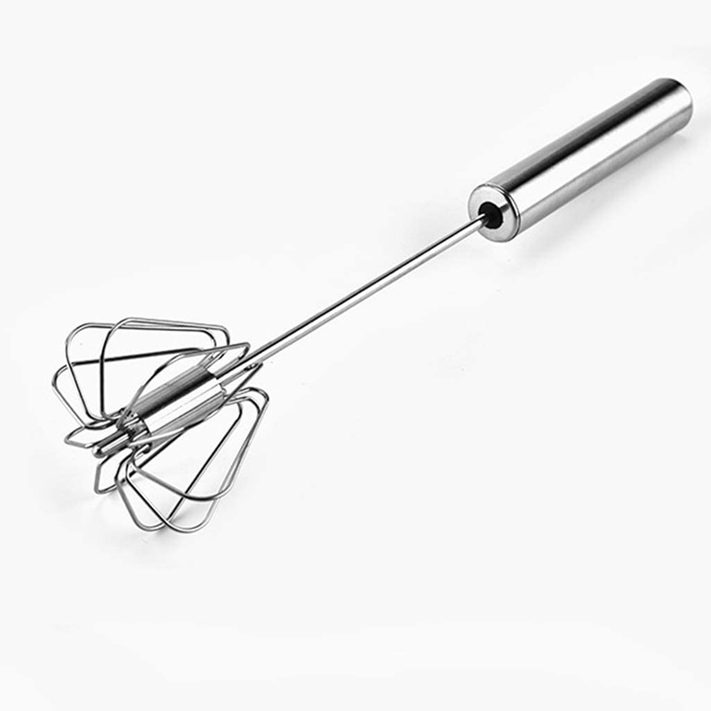 Digead Hand Push Stainless Steel Rotary Whisk – 12in Egg and Milk Mixer