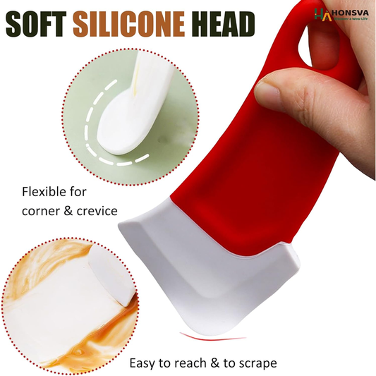 Honsva Silicone Dish Scraper Set – 3 Pack (Red, Green, Yellow)