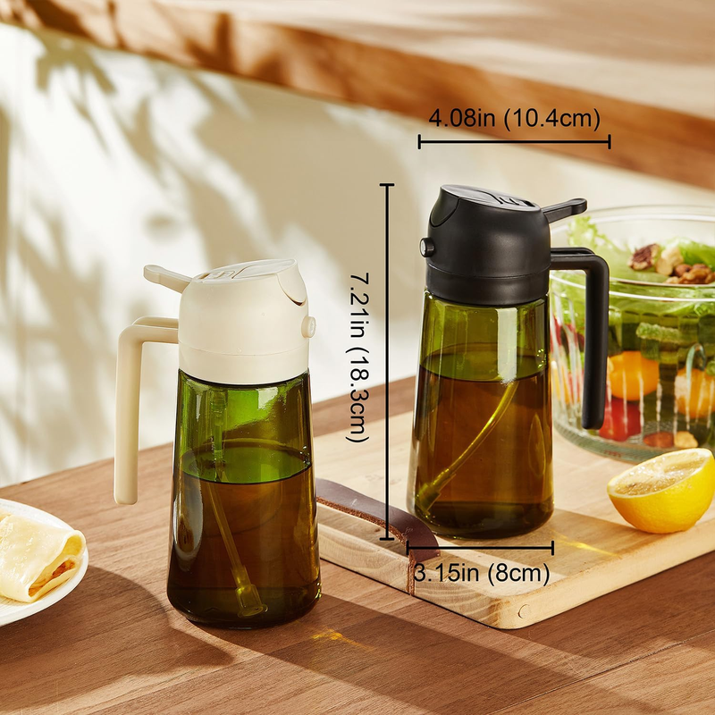 TrendPlain 470ml Glass Olive Oil Sprayer & Dispenser Bottle – Black