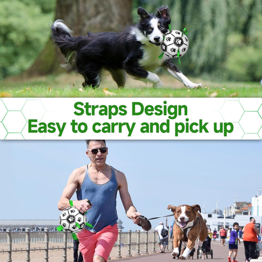 QDAN Dog Soccer Ball with Straps – 6 Inch, Small & Medium Dogs