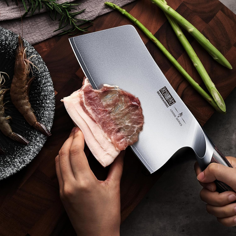 HOSHANHO 7" Japanese High Carbon Steel Cleaver Knife with Pakkawood Handle