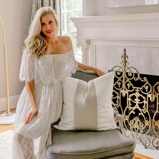 EVERGRACE x Kinsey Walsh Velvet Panel Cotton Pillow Covers Set of 2 – 22" Off White