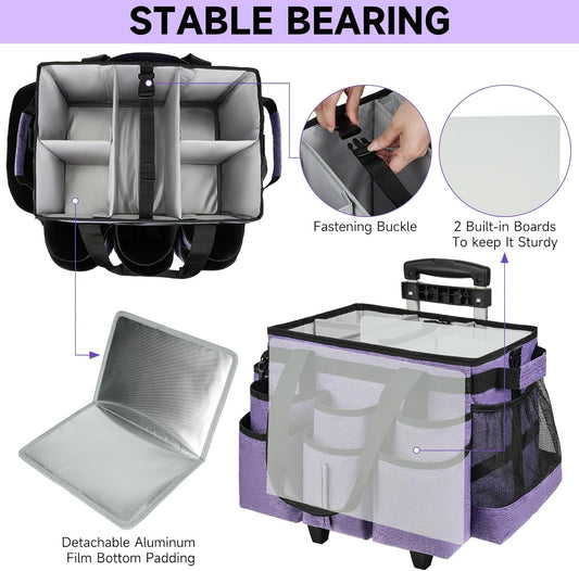 Large Rolling Cleaning Caddy Bag with Detachable Trolley