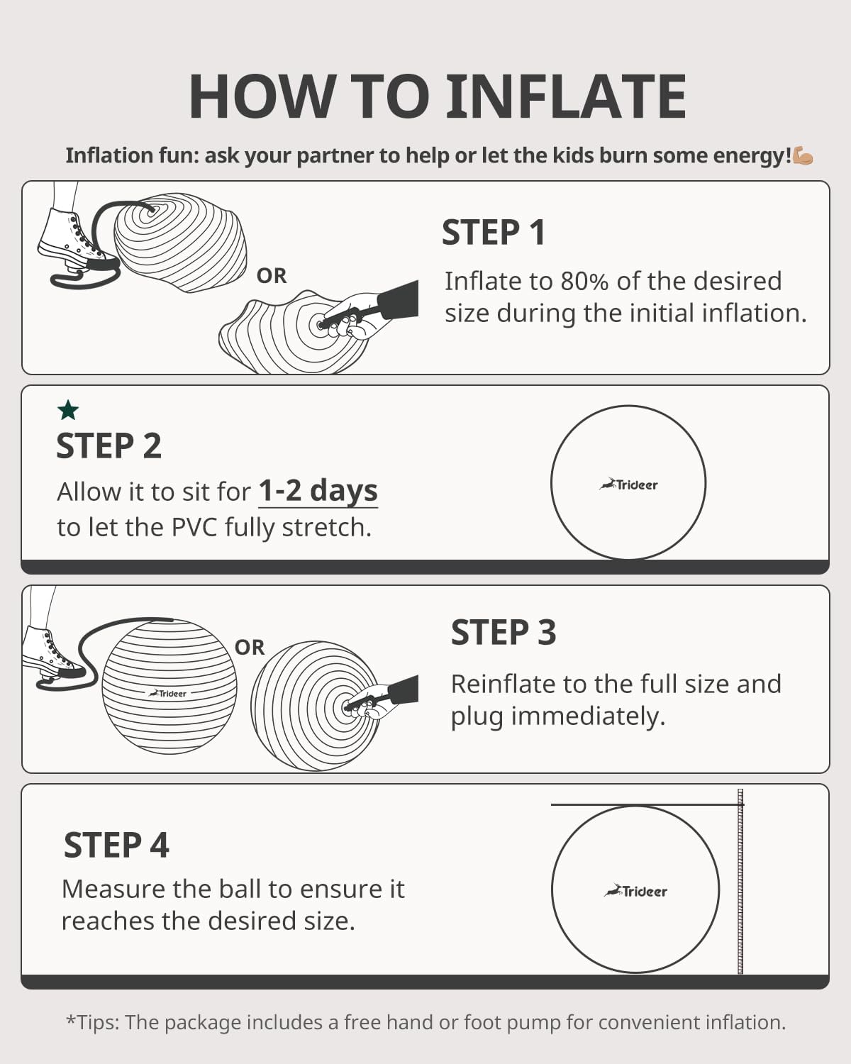 Trideer Exercise Ball for Yoga, Pilates & Fitness – Stability Ball Equipment for Home Gym & Office Chair, Core & Balance Training Accessories, Physical Therapy Equipment, Quick Pump Included, 5 Sizes