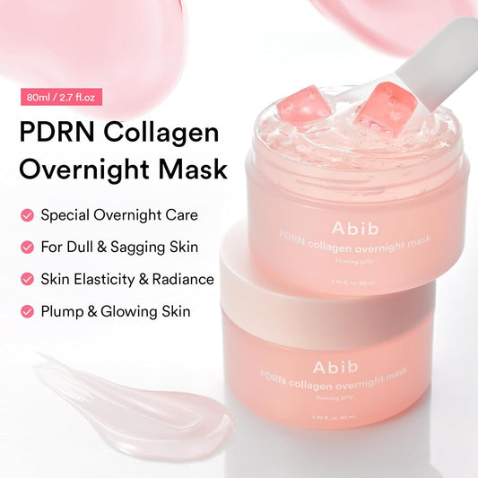 Abib PDRN Collagen Overnight Mask Firming Jelly 2.7 Fl Oz | Korean Overnight Sleeping Cream Mask Moisturizer for Glass Skin Slugging Niacinamide Centella Peptides (Vegan Pdrn/Firming Jelly)