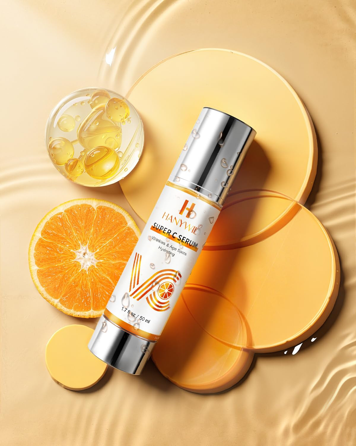 HANYWIL 20% Super Vitamin C Serum for Mature Skin 30-70 Women, Dark Spot Remover with Hyaluronic Acid & Active Lock Tech, Hydrating Total Package Serum for Wrinkles & Firming, Even Skin Tone, 1.7Fl Oz