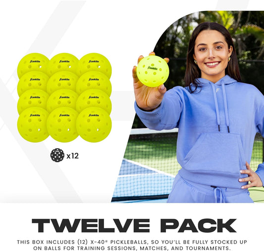 Franklin Sports X-40 Outdoor Pickleballs - Official Ball of USA Pickleball, APP Tour + US Open - Regulation Size