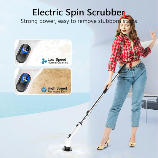 TUYU Electric Spin Scrubber, Full-Body IPX7 Waterproof Bathroom Scrubber