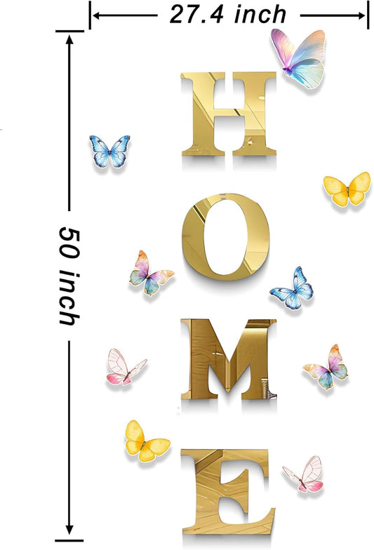 Home Letters Sign Wall Decor Living Room Gold Acrylic Mirrors Art