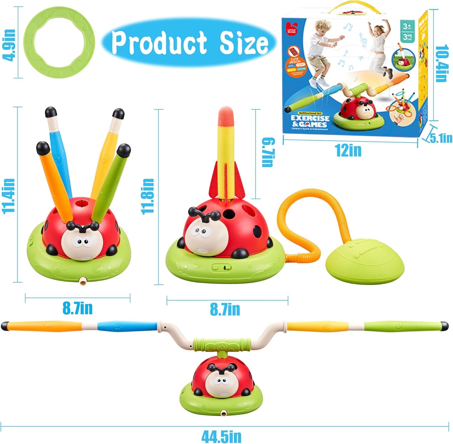 Engfa 3 in 1 Musical Jump, Toss Ring Game and Stomping Launch Rocket Launcher