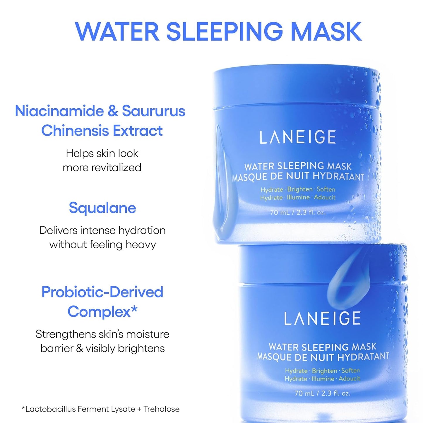 LANEIGE Water Bank Blue Hyaluronic Cream Moisturizer: Hydrating Korean Face Cream with Squalane & Ceramide for Skin Barrier Support, Dermatologist-Tested
