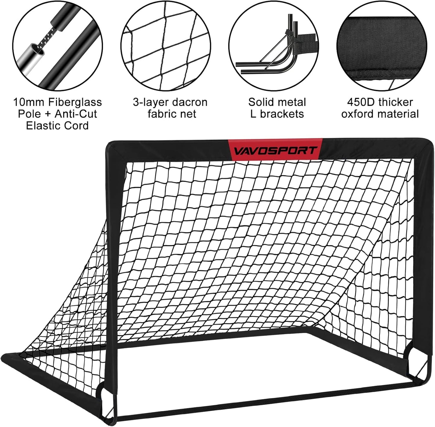 Kids Soccer Goals for Backyard Set - 2 of 4' X 3' Portable Soccer Goal Training Equipment, Pop up Toddler Soccer Net with Soccer Ball, Stocking Stuffers for Kids Youth Outdoor Games, Sports Play Gifts