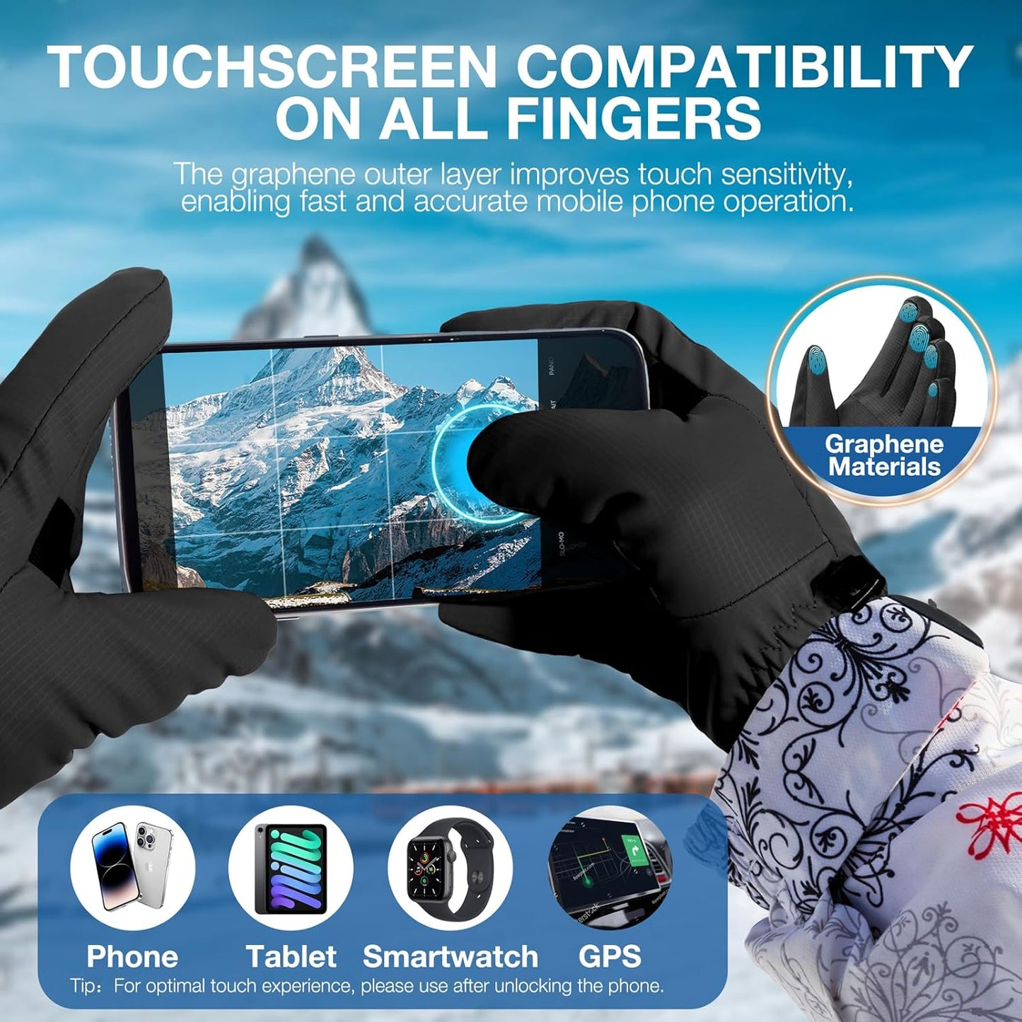 SIMARI Winter Waterproof Warm Gloves Women Men with Touchscreen Fingers