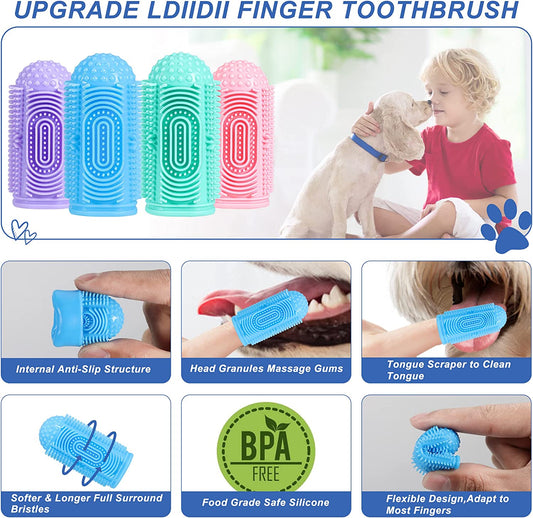 Dog Toothbrush 4 Pack Dog Tooth Brushing Kit Dogs Finger Toothbrush
