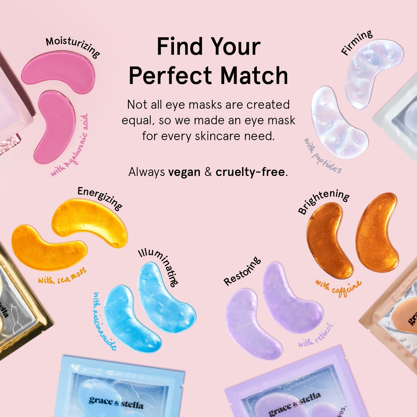 Grace & Stella Award Winning under Eye Mask - Reduce Dark Circles, Puffy Eyes, Undereye Bags, Wrinkles - Gel under Eye Patches - Gifts for Women under 10 Dollars - Vegan Cruelty-Free (Pink, 6 Pairs)