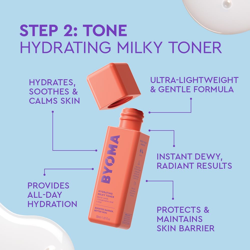 BYOMA Universal Skincare Heroes (5-Piece Kit) - Skincare Gift Set with Jelly Cleanser, Milky Toner, Hydrating Serum, Gel Cream & SPF 50 - Skin Barrier Repair Gift Set with Makeup Bag