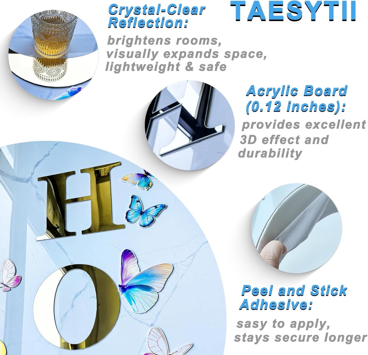 Home Letters Sign Wall Decor Living Room Gold Acrylic Mirrors Art