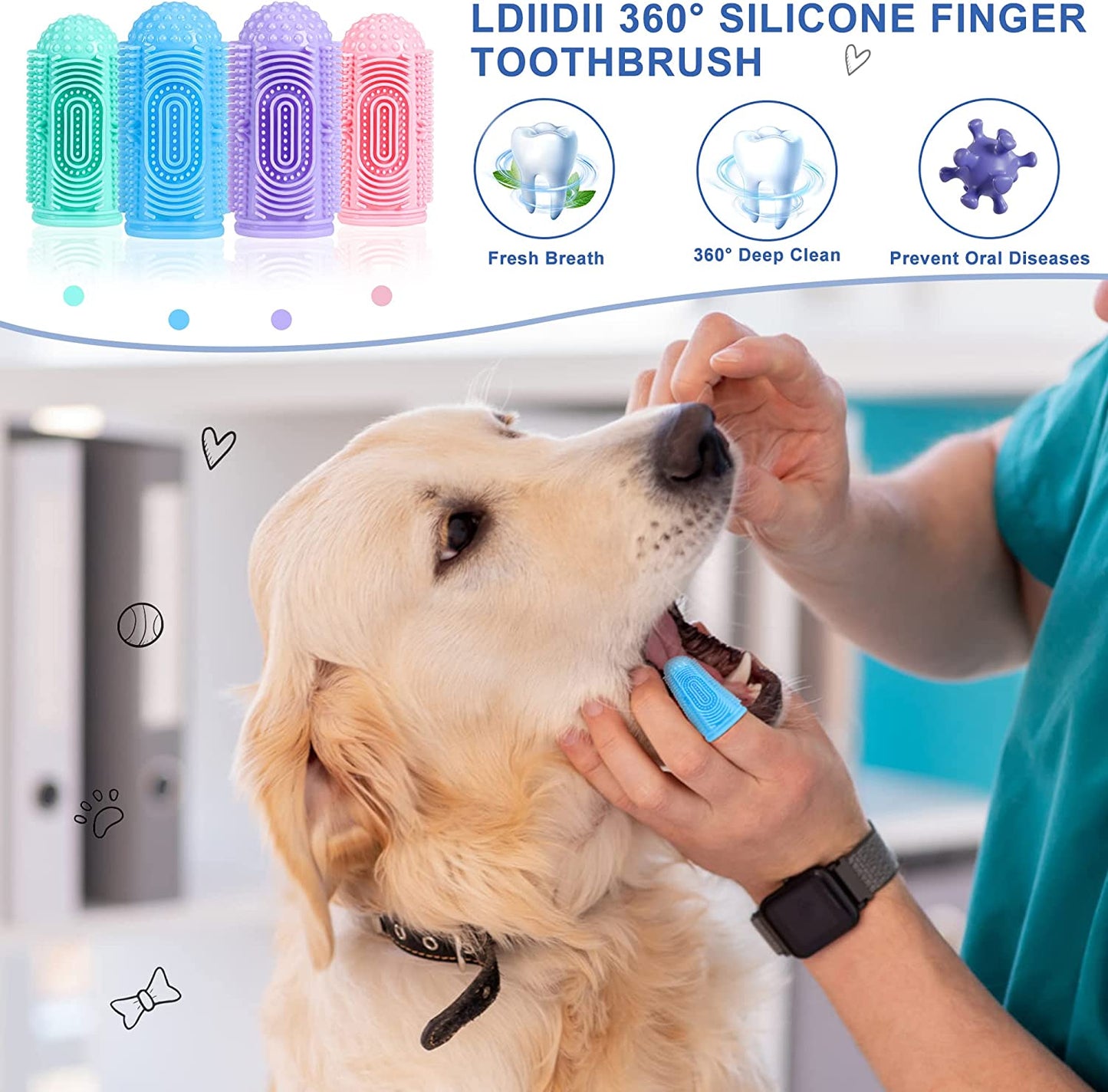 Dog Toothbrush 4 Pack Dog Tooth Brushing Kit Dogs Finger Toothbrush